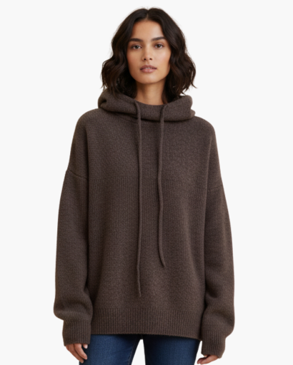 Pull à capuche pour femme en maille douce – Col montant confortable