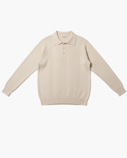 Pull pour homme en maille torsadée – Style polo élégant en laine mélangée