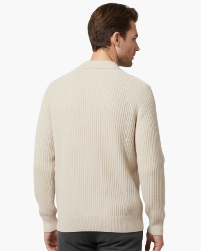 Pull pour homme en maille torsadée – Style polo élégant en laine mélangée