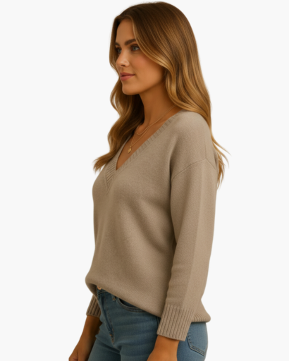 Pull col V pour femme coupe décontractée