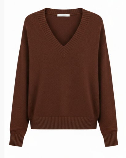 Pull col V femme – vue de dos