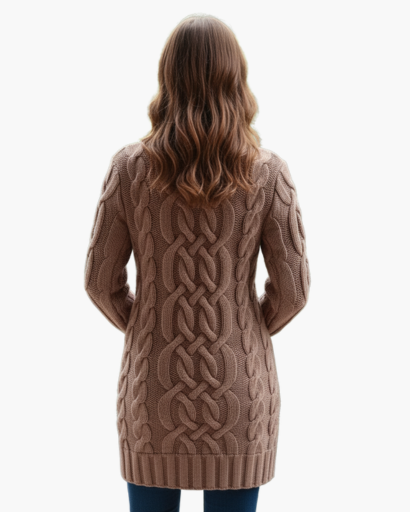 Robe Pull Col Roulé Femme – Tricot Torsadé Élégant et Chaud