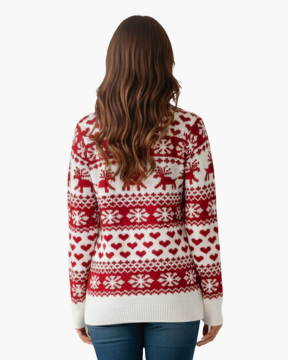 Pull de Noël Femme – Motif Renne & Flocons – Esprit Festif et Doux