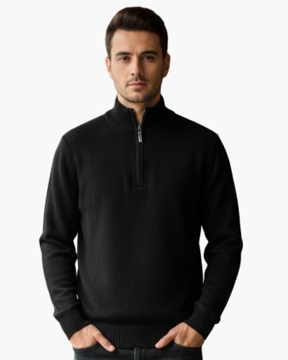 Pull en cachemire à col zippé – Style chic et décontracté