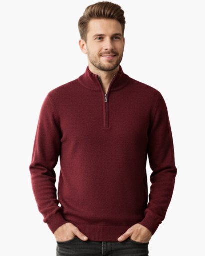 Pull en cachemire à col zippé – Style chic et décontracté