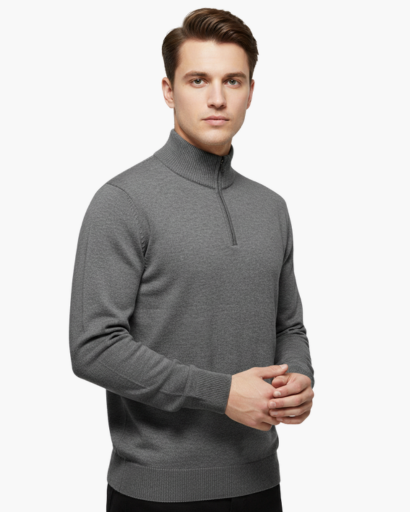 Pull Zippé Quart de Tour Homme – Classique & Confortable | Style Élégant Automne Hiver