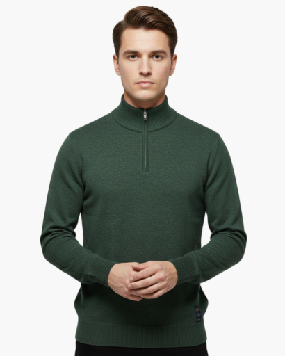 Pull Zippé Quart de Tour Homme – Classique & Confortable | Style Élégant Automne Hiver