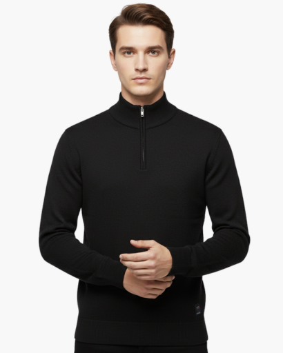 Pull Zippé Quart de Tour Homme – Classique & Confortable | Style Élégant Automne Hiver