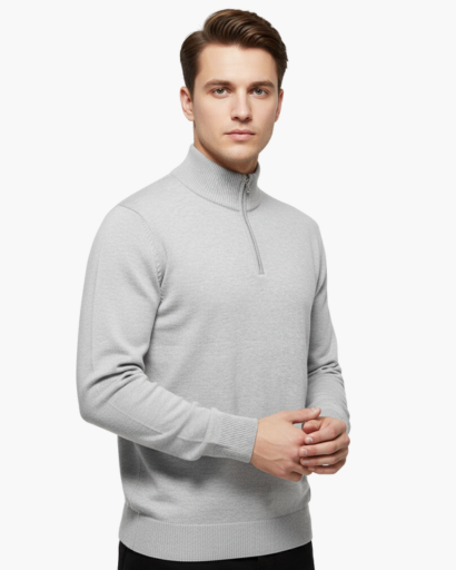 Pull Zippé Quart de Tour Homme – Classique & Confortable | Style Élégant Automne Hiver