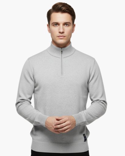 Pull Zippé Quart de Tour Homme – Classique & Confortable | Style Élégant Automne Hiver