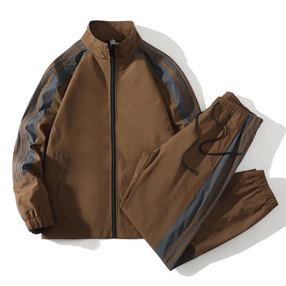 ensemble survêtement homme marron, veste zippée et pantalon