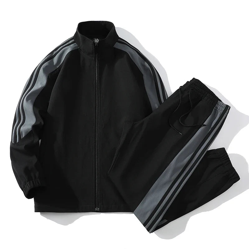 ensemble survêtement homme noir, veste zippée et pantalon