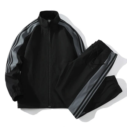 ensemble survêtement homme noir, veste zippée et pantalon