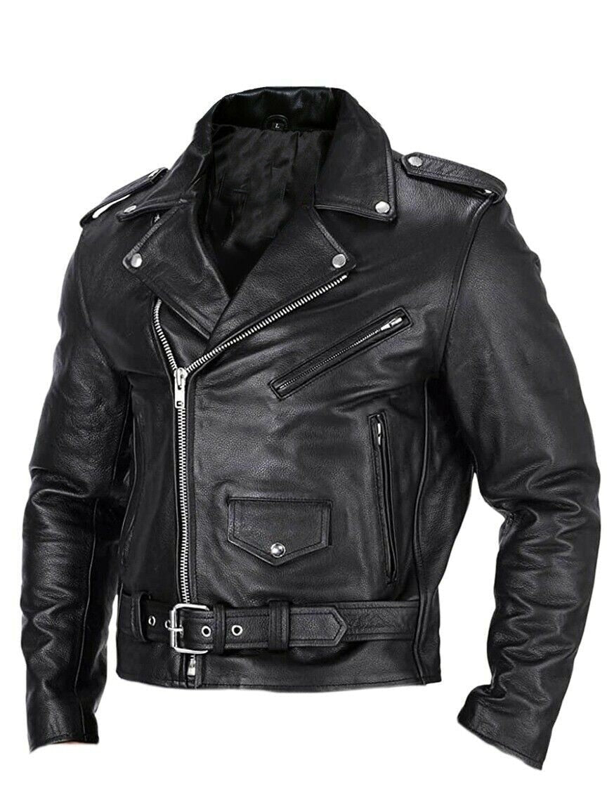veste motard homme en similicuir, vue de face