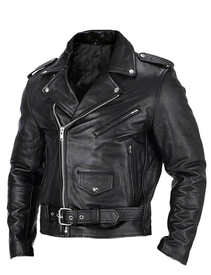 veste motard homme en similicuir, vue de face