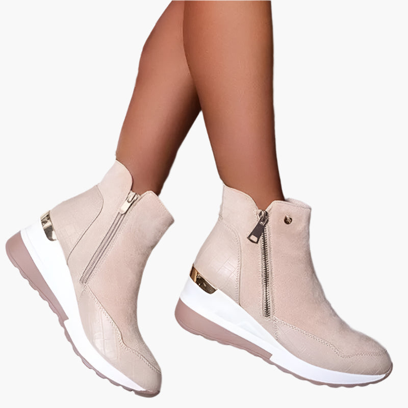 Bottines compensées femme Beige