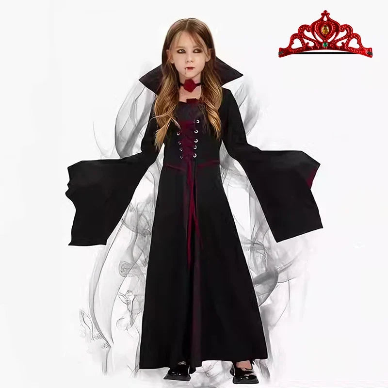 Robe de reine vampire avec tiare rouge assortie
