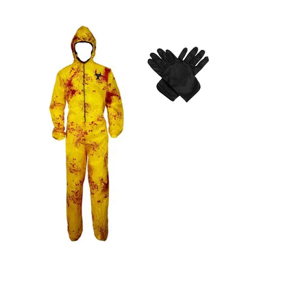 Costume hazmat zombie radioactif - combinaison jaune avec gants noirs