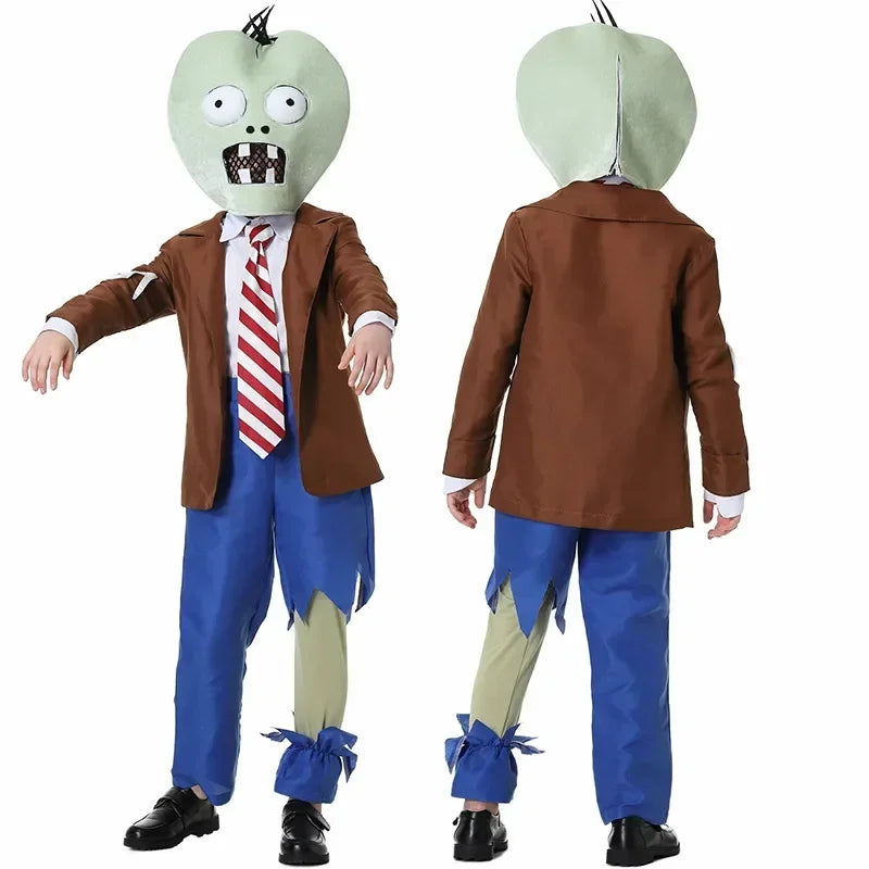 Costume de zombie employé de bureau pour enfant, vues de face et de dos