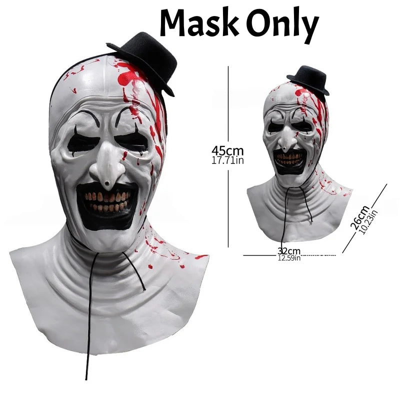 Masque de clown effrayant en latex avec chapeau