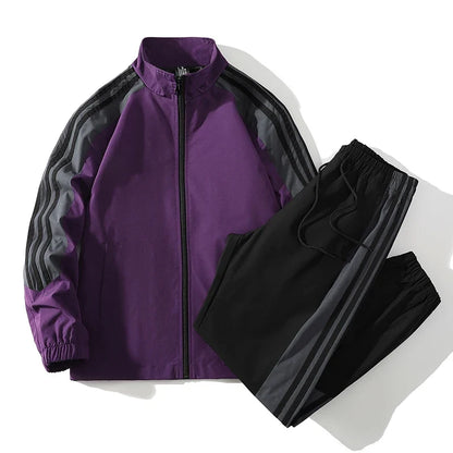 ensemble survêtement homme violet, veste zippée et pantalon
