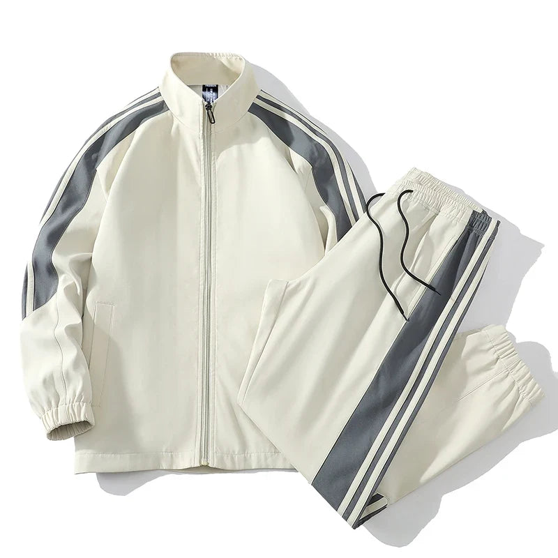 ensemble survêtement homme blanc, veste zippée et pantalon