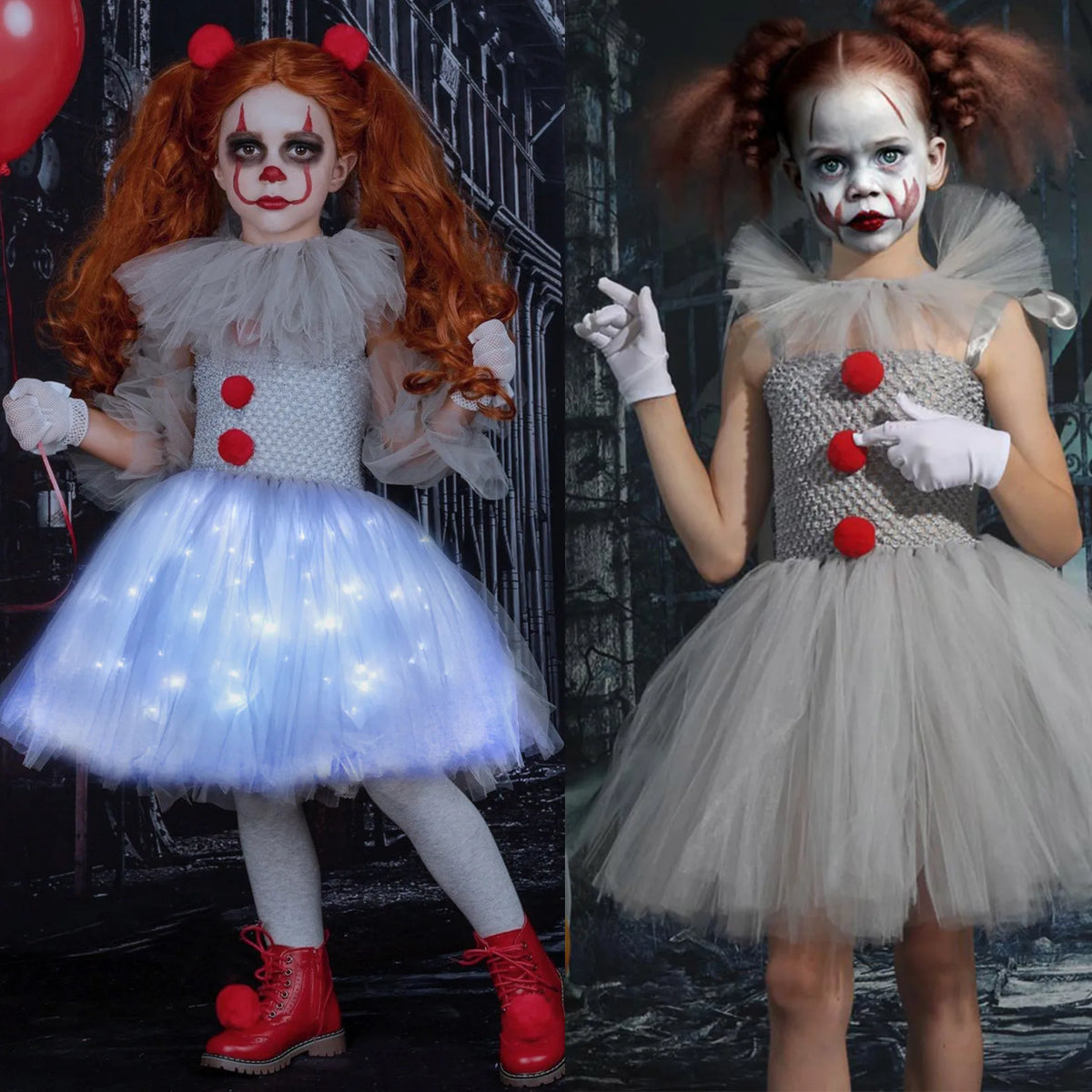 Collant blanc accessoire pour déguisement de clown lumineux