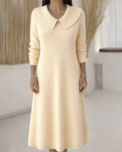Robe midi maille côtelée, coloris blanc