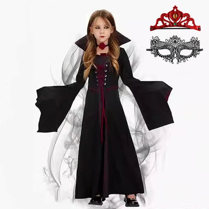 Robe de reine vampire avec tiare et masque en dentelle