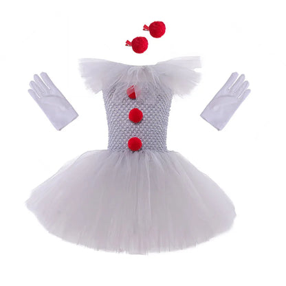 Robe tutu de clown lumineuse avec gants et jupon assorti