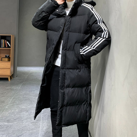 Manteau d'hiver long noir à capuche homme