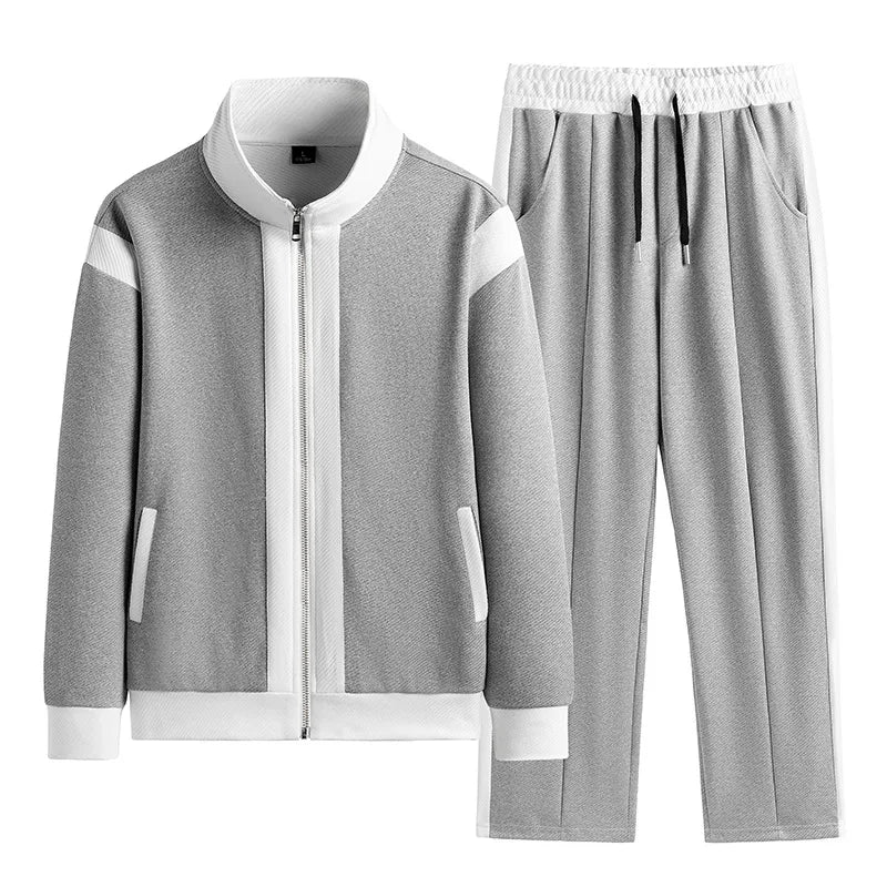 ensemble survêtement homme gris, veste zippée et pantalon