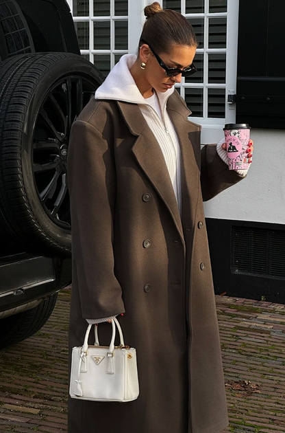 manteau oversize femme marron, vue portée