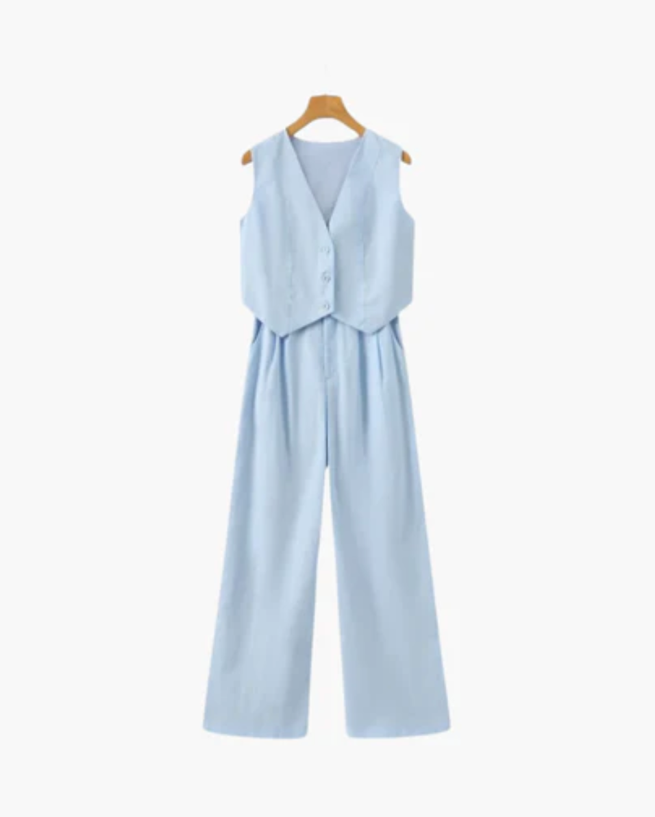 Ensemble Femme en Coton – Haut Sans Manches et Pantalon Large