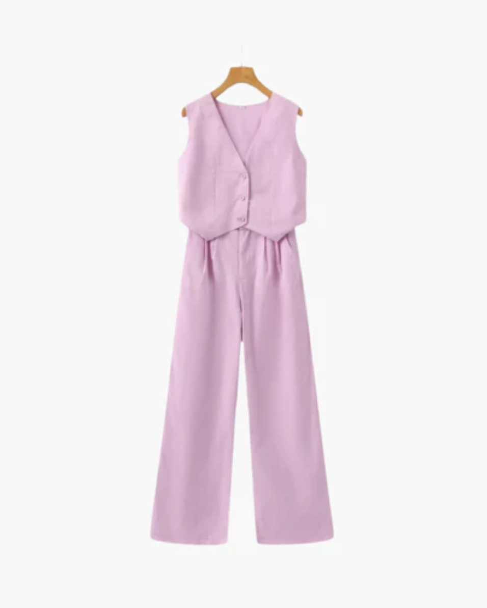 Ensemble Femme en Coton – Haut Sans Manches et Pantalon Large