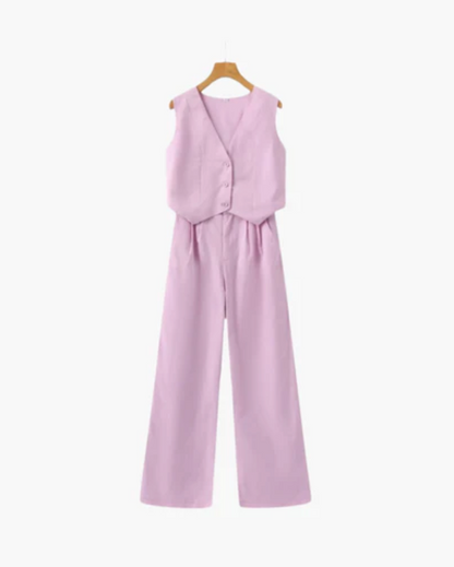 Ensemble Femme en Coton – Haut Sans Manches et Pantalon Large