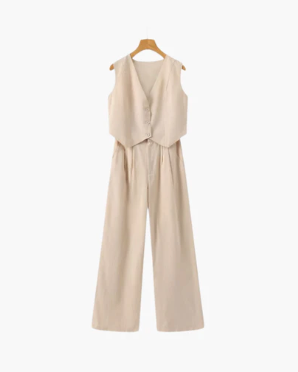 Ensemble Femme en Coton – Haut Sans Manches et Pantalon Large