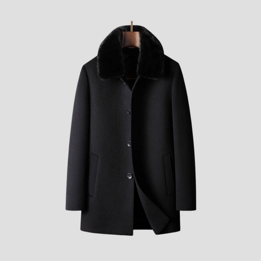 Manteau Homme en Laine avec Col Doux – Coupe Élégante & Isolation Chaude