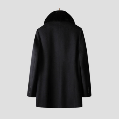 Manteau Homme en Laine avec Col Doux – Coupe Élégante & Isolation Chaude