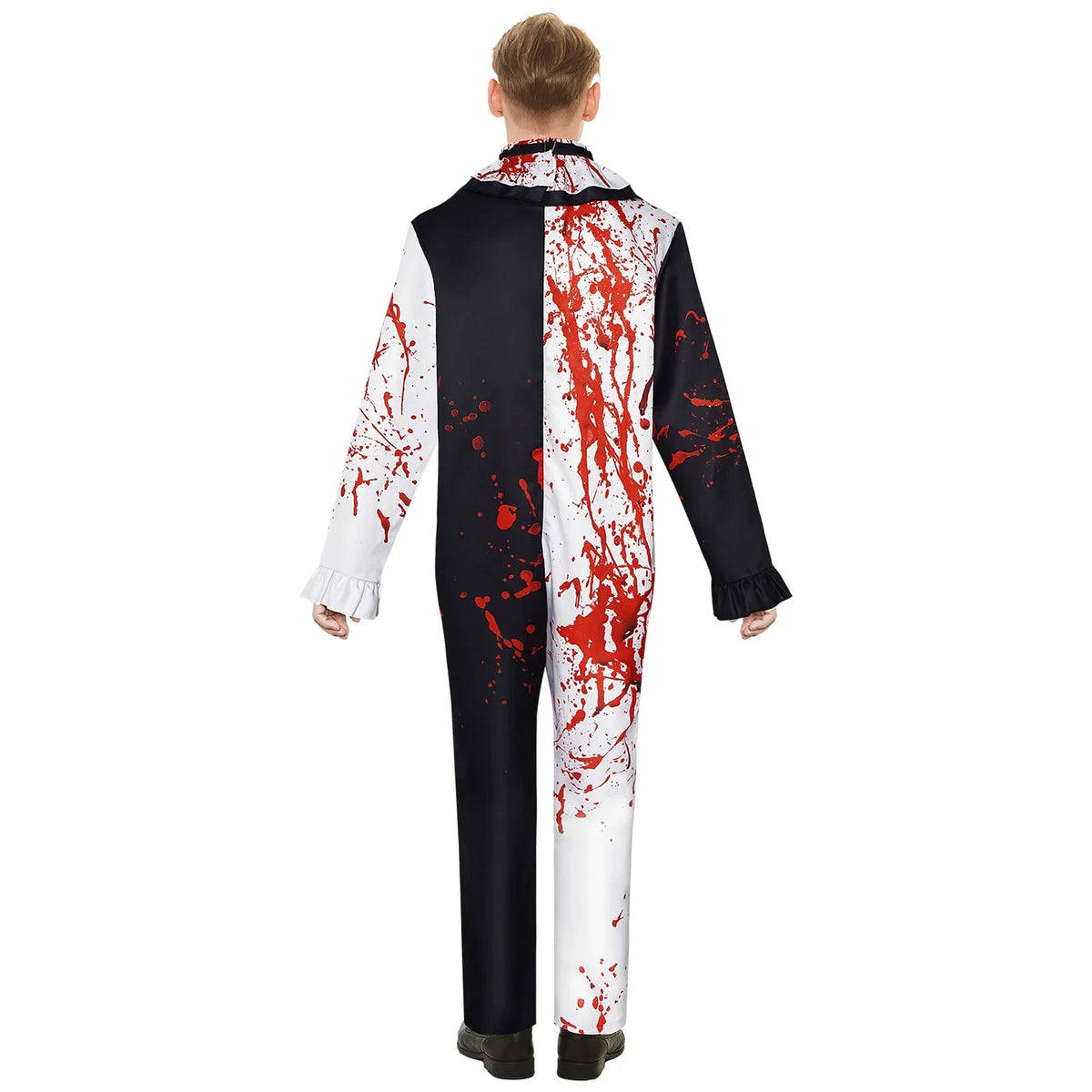 Costume clown effrayant homme, vue arrière de la combinaison