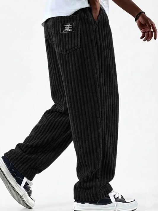 Pantalon velours côtelé homme noir, vue produit