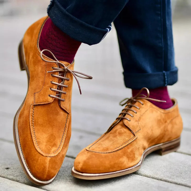Chaussures Oxford homme aspect daim Marron châtaigne
