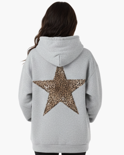 Sweat à Capuche Léopard Étoile pour Femme – Pull Imprimé Léopard Chaud et Confortable