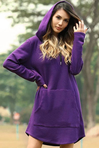 Robe tunique à capuche violet