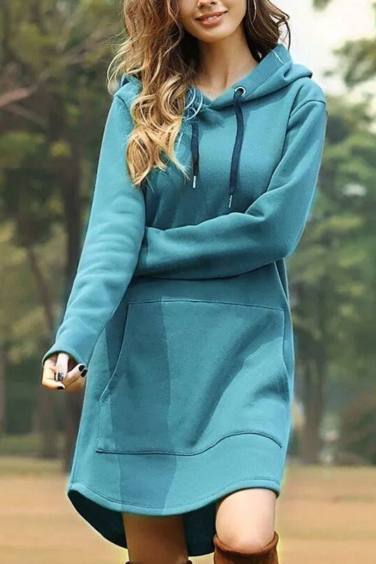 Robe tunique à capuche bleu