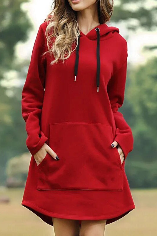 Robe tunique à capuche rouge