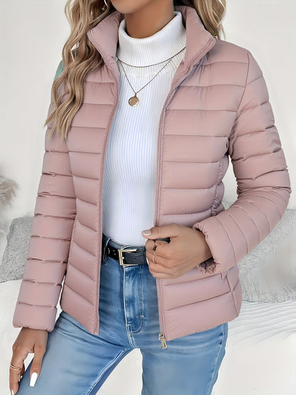 Veste matelassée femme col montant Marron