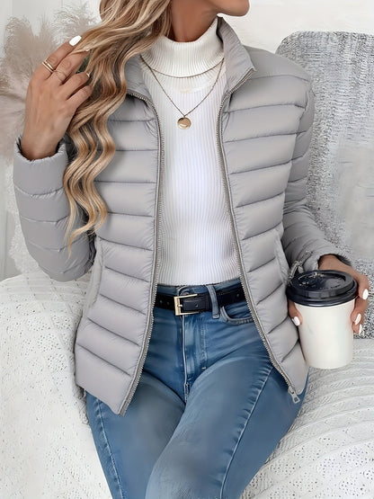 Veste matelassée femme col montant Gris