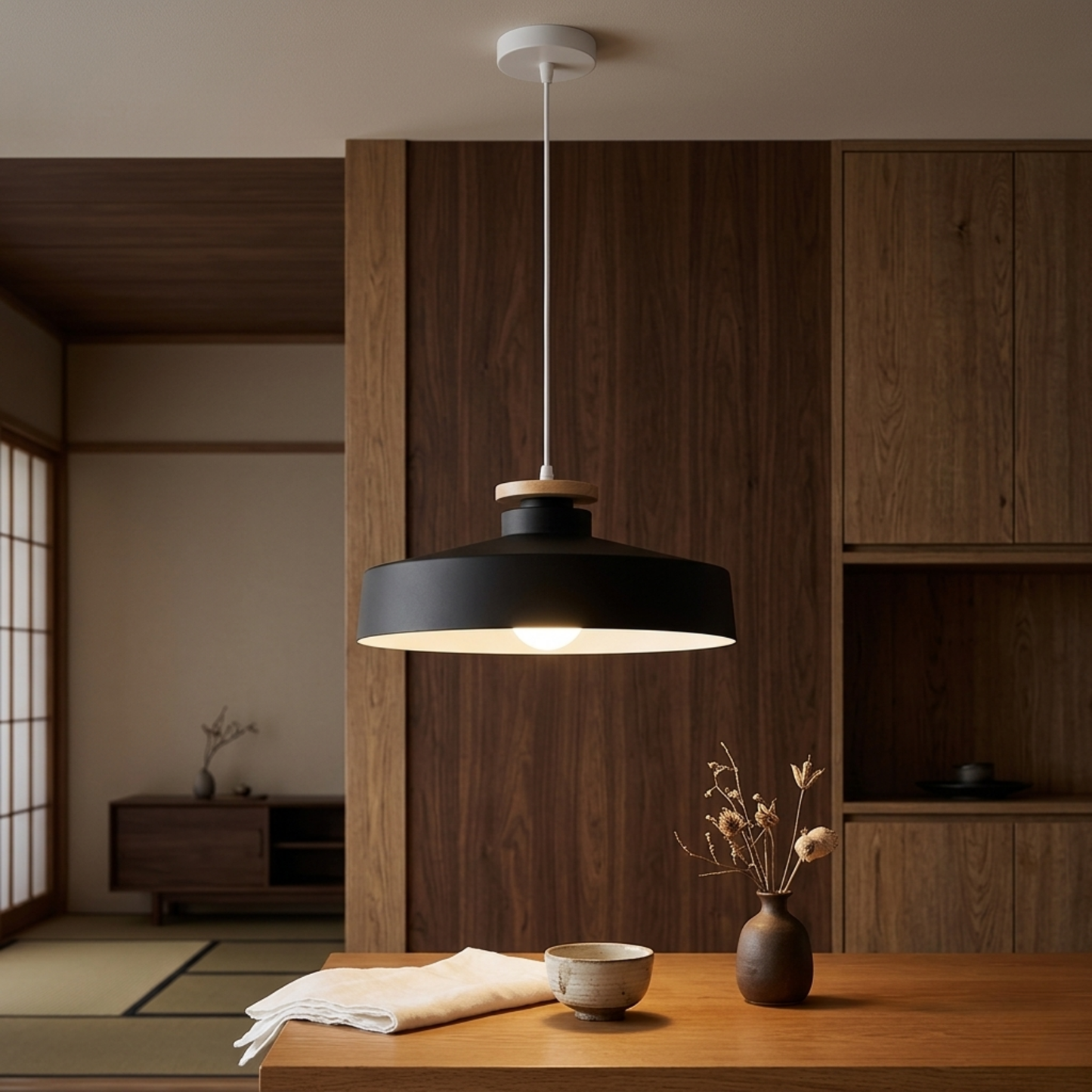 Suspension LED fer plate noir