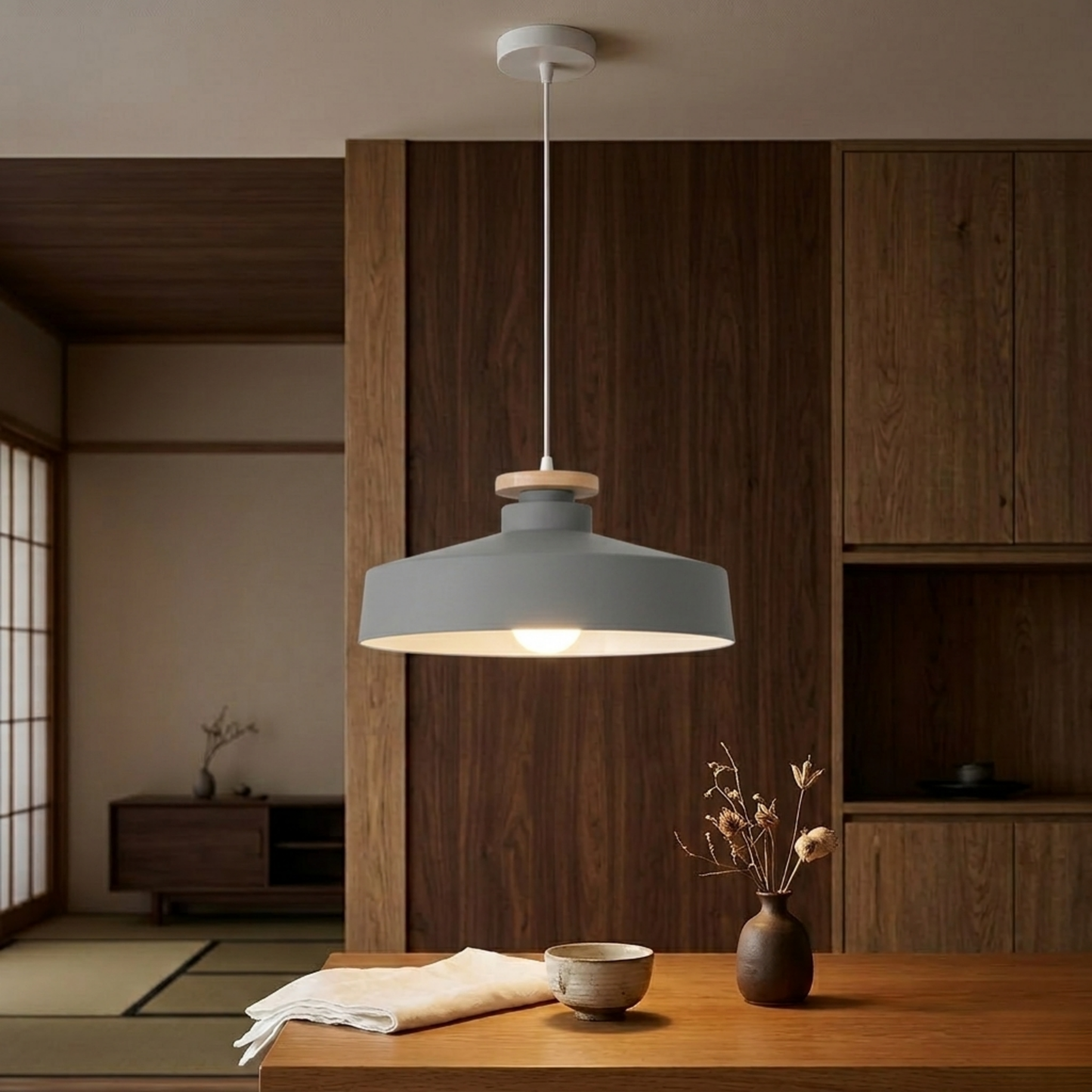 Suspension LED fer plate gris